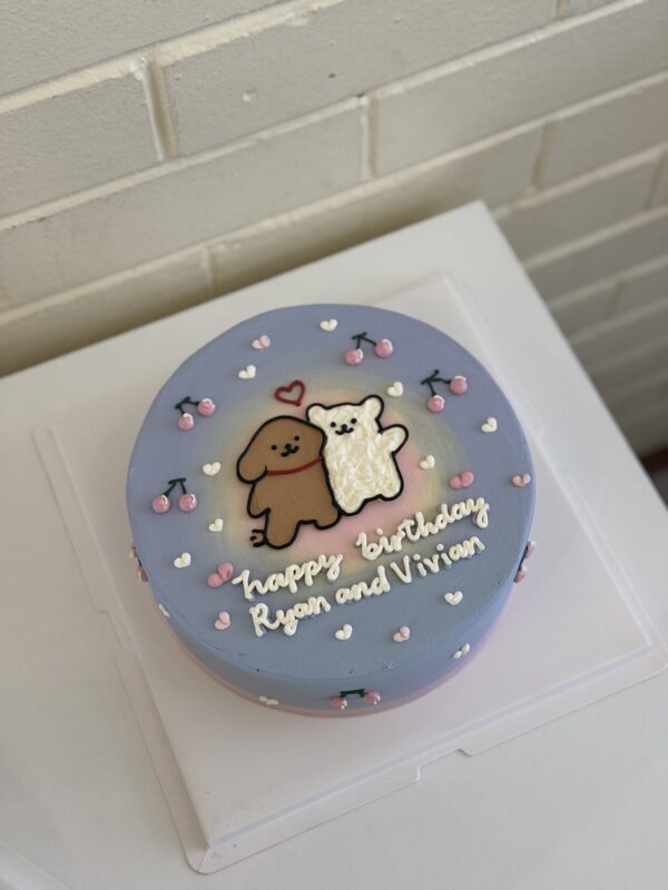 White and Brown Puppy Cake